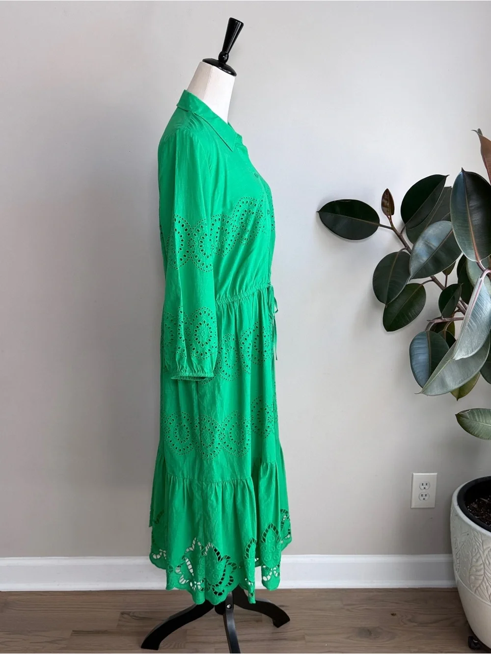 Talbots Eyelet Puff Sleeve Poplin Shirtdress 12 - Picture 7 of 10